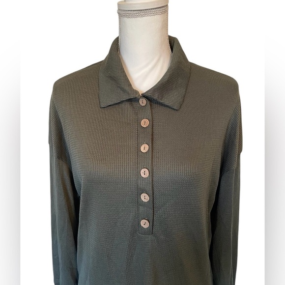 SHEIN Olive Green Long Sleeve Button-Up Women's Top Small - Picture 4 of 13